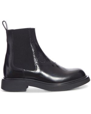 Gucci Stivaletto in pelle con monogranna "gg" - Nero
