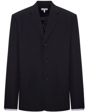 Loewe Sartorial Wool Jacket With Contrasting Double-Layer Cuffs - Blue