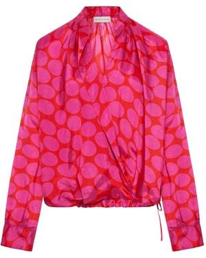Dries Van Noten Maxi Polka Dot Print Blouse - Red