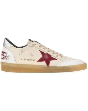 Golden Goose Ball-star Leather Trainers With Craquelé Inserts - Pink