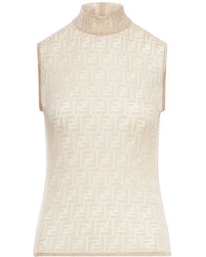 Fendi Ff Lace Top - Natural