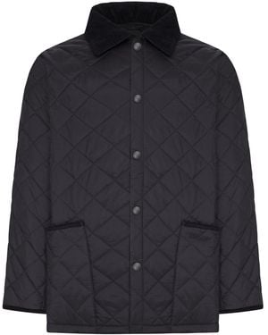 Barbour Diamond Quilted Jacket With Contrasting Collar - Blue