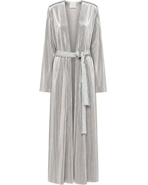 forte_forte Velvet-Effect Pleated Jersey Robe - Gray