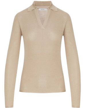 Max Mara Cashmere And Silk Polo Sweater - Natural