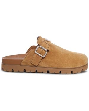 Prada Suede Mules - Brown