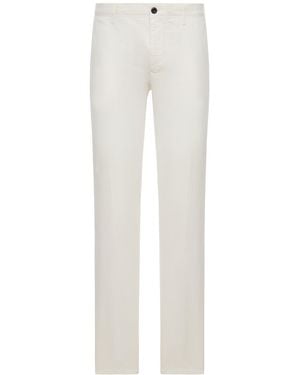 Incotex Stretch Cotton And Linen Blend Trousers - White