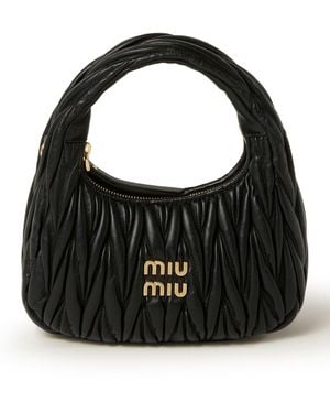 Miu Miu Wander hobo bag in nappa matelasse - Nero