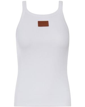 Fendi Ribbed Cotton Top - White