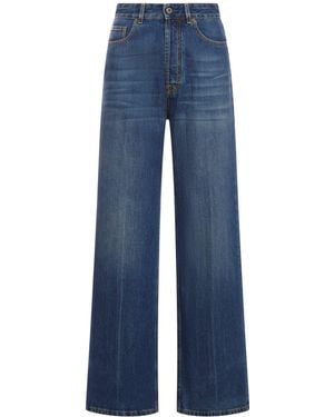 Miu Miu Wide Leg Jeans With A Washed Wash - Blue