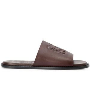 Loewe Slide anagram flex in morbida pelle di vitello - Marrone