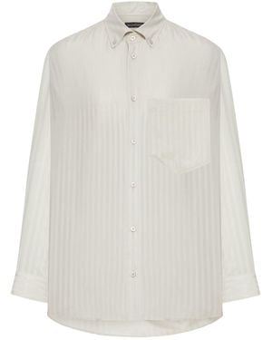 Balenciaga Tone-On-Tone Striped Shirt - White