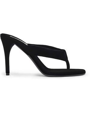 Alaïa Mule infradito con tacco in velluto - Nero