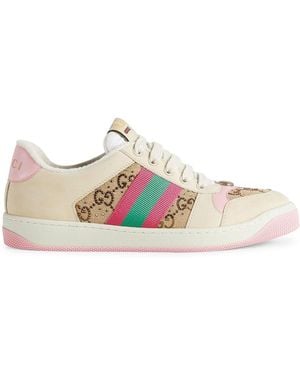 Gucci Screener Web Stripe Leather Trainers - Multicolour