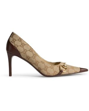 Gucci Gg Leather And Fabric Décolleté - Metallic
