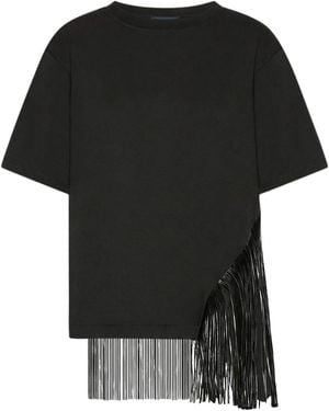 Sportmax Cotton T-Shirt With Fringes - Black