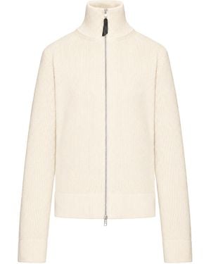 Maison Margiela Ribbed Cotton Zip-Up Cardigan - Natural