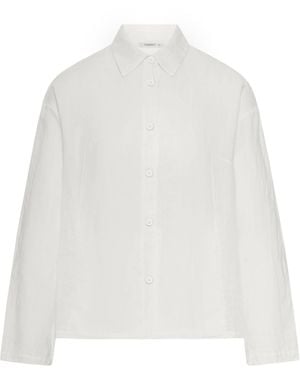Transit Linen Shirt With Classic Collar - White