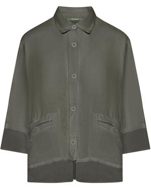 Transit Linen Shirt With Viscose Inserts - Gray