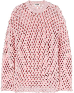 Jil Sander Maglia girocollo lavorazione a uncinetto - Rosa