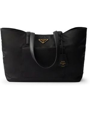 Prada Re-edition 1978 Medium Shopping Bag In Re-nylon And Saffiano - Black