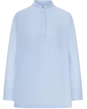 Max Mara Cantico Shirt In Pure Linen - Blue