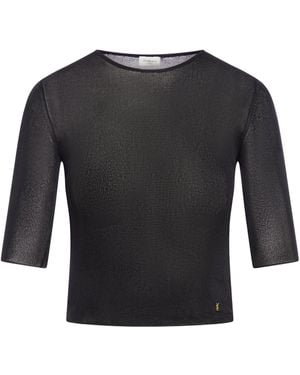 Saint Laurent Cassandre Knitted Top - Black