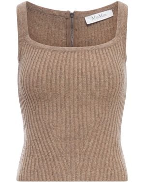 Max Mara Wool And Cashmere Yarn Top - Brown