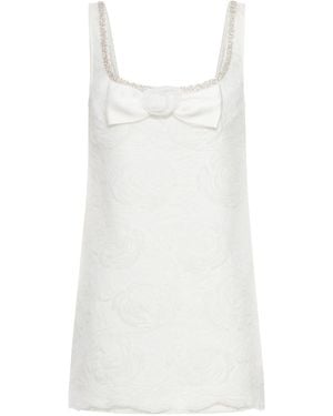 Self-Portrait Mini Dress In Tulle And Lace - White