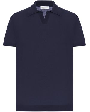 Roberto Collina Cotton Polo Shirt Without Buttons - Blue