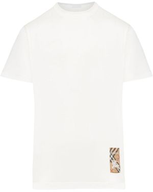 Burberry Cotton T-Shirt With Check Application - White