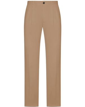 Incotex Tailored Tailored Pants In Cotton And Linen Blend - Natural