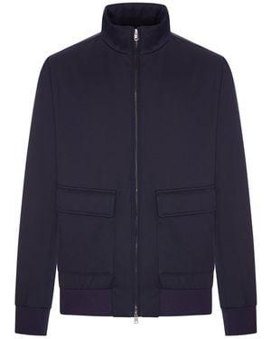 Herno Wool-Blend Zip-Up Bomber Jacket - Blue