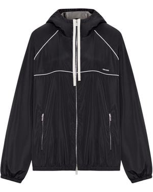 Miu Miu Hooded Zip-Fastening Jacket - Black
