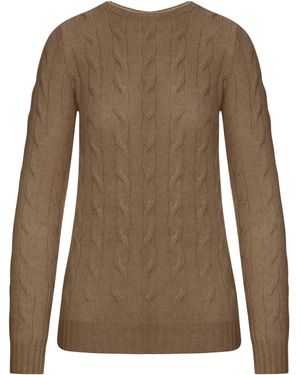 Ralph Lauren Crewneck Cashmere Cable Knit Jumper - Brown