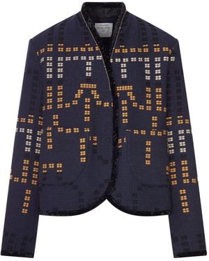forte_forte Cropped Jacquard Jacket - Blue