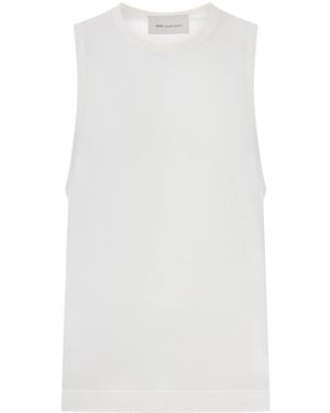 Ami Paris Cotton Top With Ami De Coeur Embroidery - White