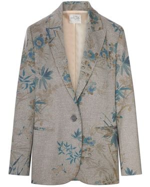 forte_forte Single-Breasted Floral Print Blazer - Gray