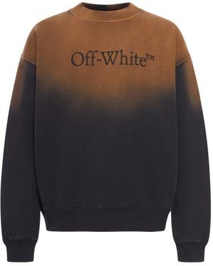 Off-White c/o Virgil Abloh Felpa girocollo in cotone effetto degrade` - Grigio