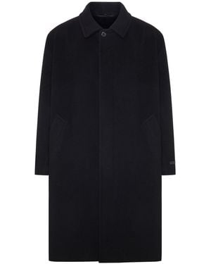 Prada Long Wool And Cashmere Blend Coat - Blue