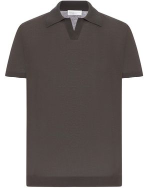 Roberto Collina Cotton Polo Shirt Without Buttons - Grey