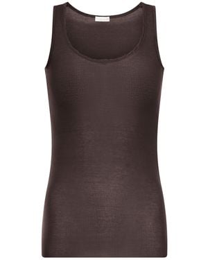Roberto Collina Sleeveless Ribbed Knit Top - Brown