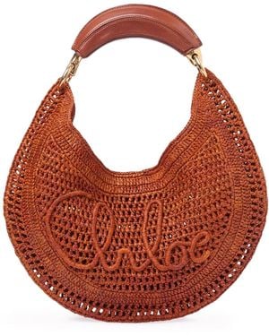 Chloé Summer Banana Raffia Hobo Bag - Brown