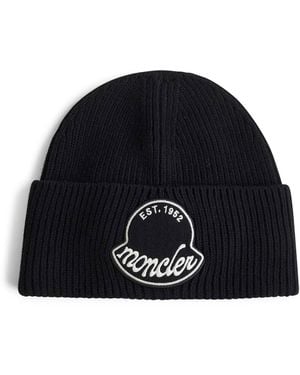 Moncler Wool Hat With Logo - Blue