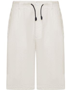 Transit Linen Bermuda Shorts With Drawstring - White