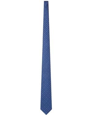 Kiton Fabric Tie With Micro Geometric Pattern - Blue