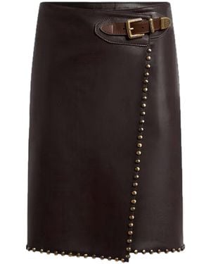 Etro Gonna corta in pelle con borchie - Nero