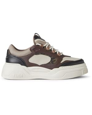 Fendi Force Leather Trainers - Multicolour