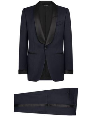 Tom Ford O'Connor Wool And Silk Twill Evening Dress - Blue