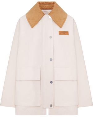 Ganni Twill Jacket With Corduroy Collar - Pink