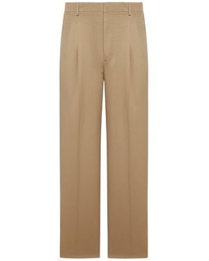 Ami Paris Tailored Cotton Pants With Pences - Natural